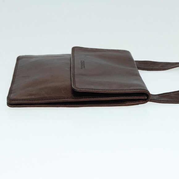 CHANEL Shoulder Bag Leather Bronze Gold CC Auth - Picture 10 of 15